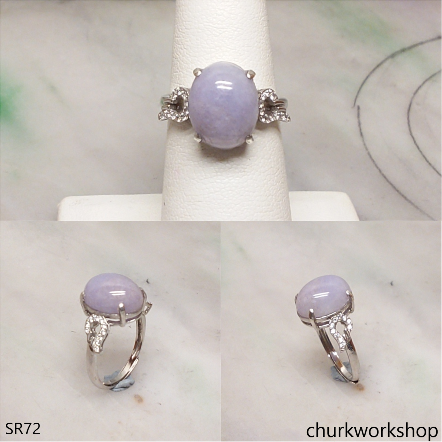 Lavender jade sterling silver ring