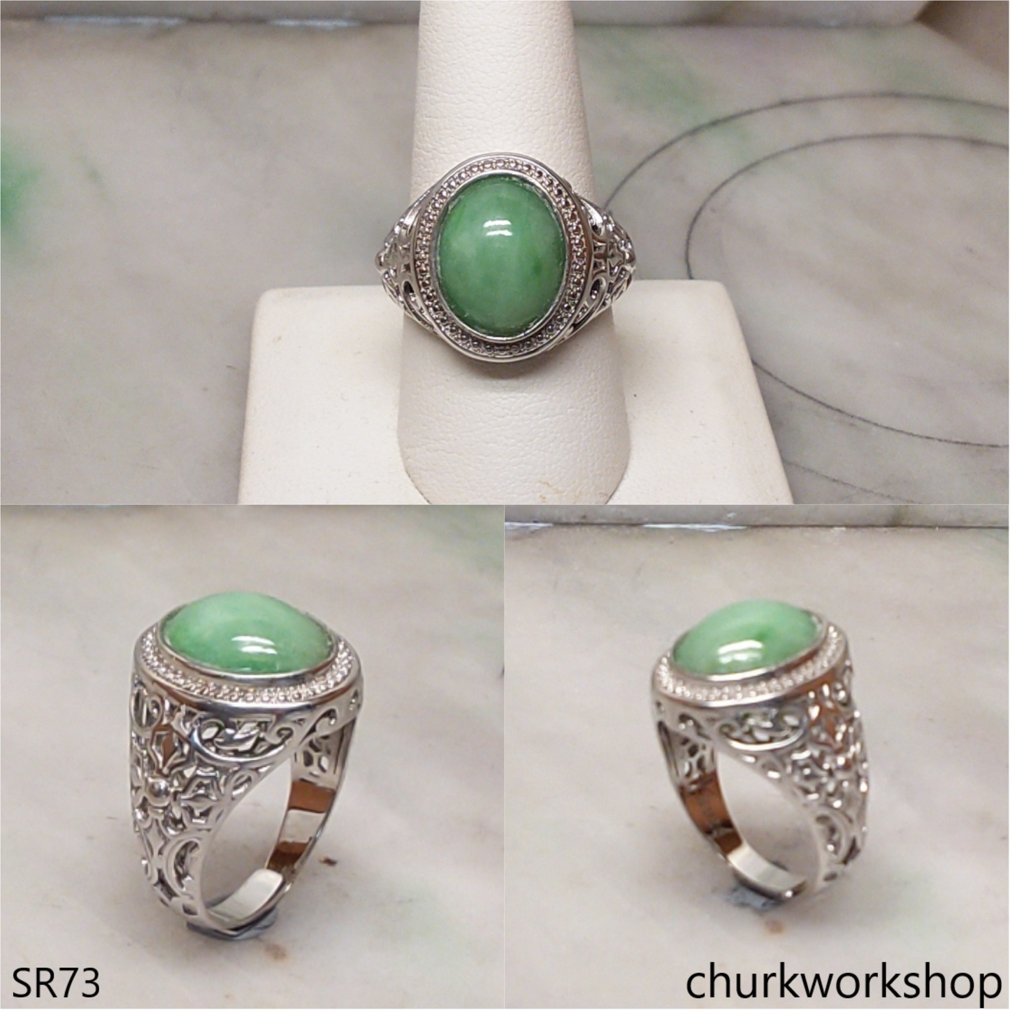 Green jade ring unisex