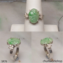 Light green carved jade ring