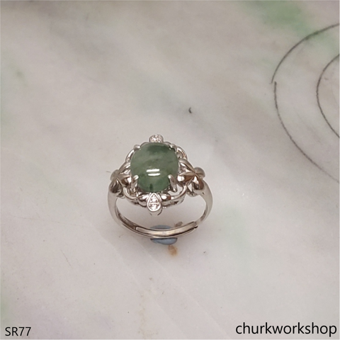 Bluish green jade ring
