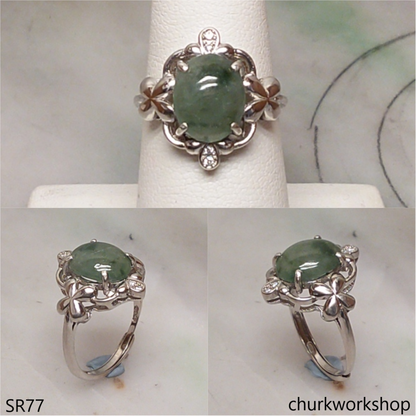Bluish green jade ring