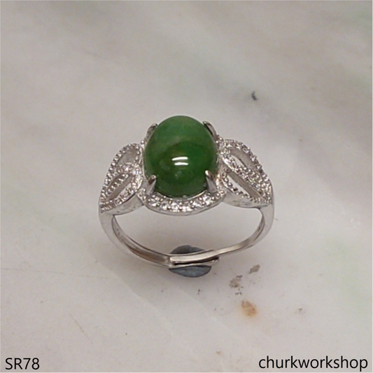 Bluish green jade ring