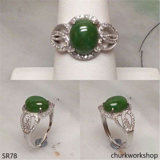 Bluish green jade ring
