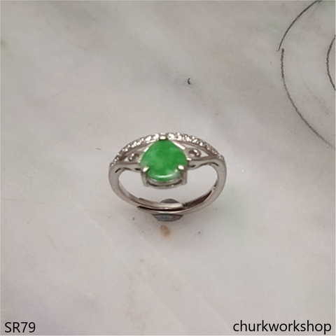 Sterling silver jade ring