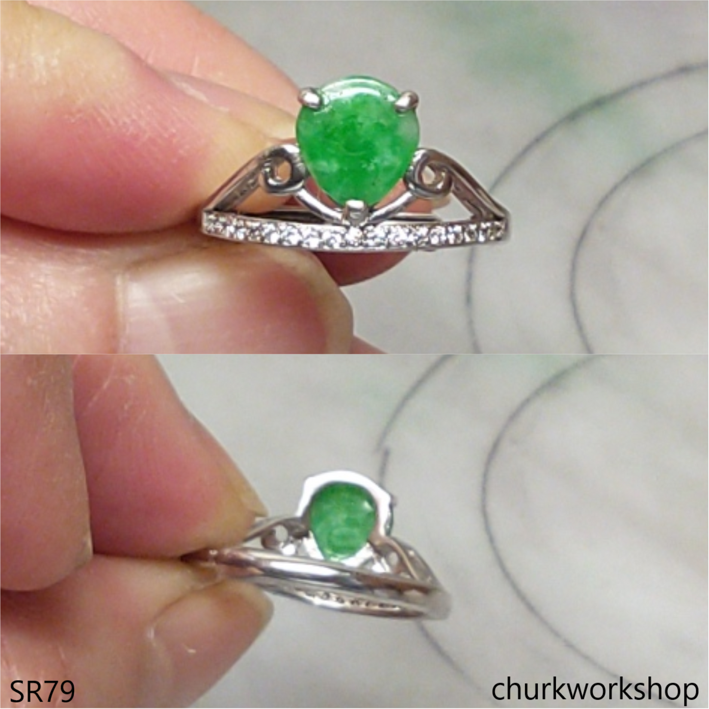 Sterling silver jade ring