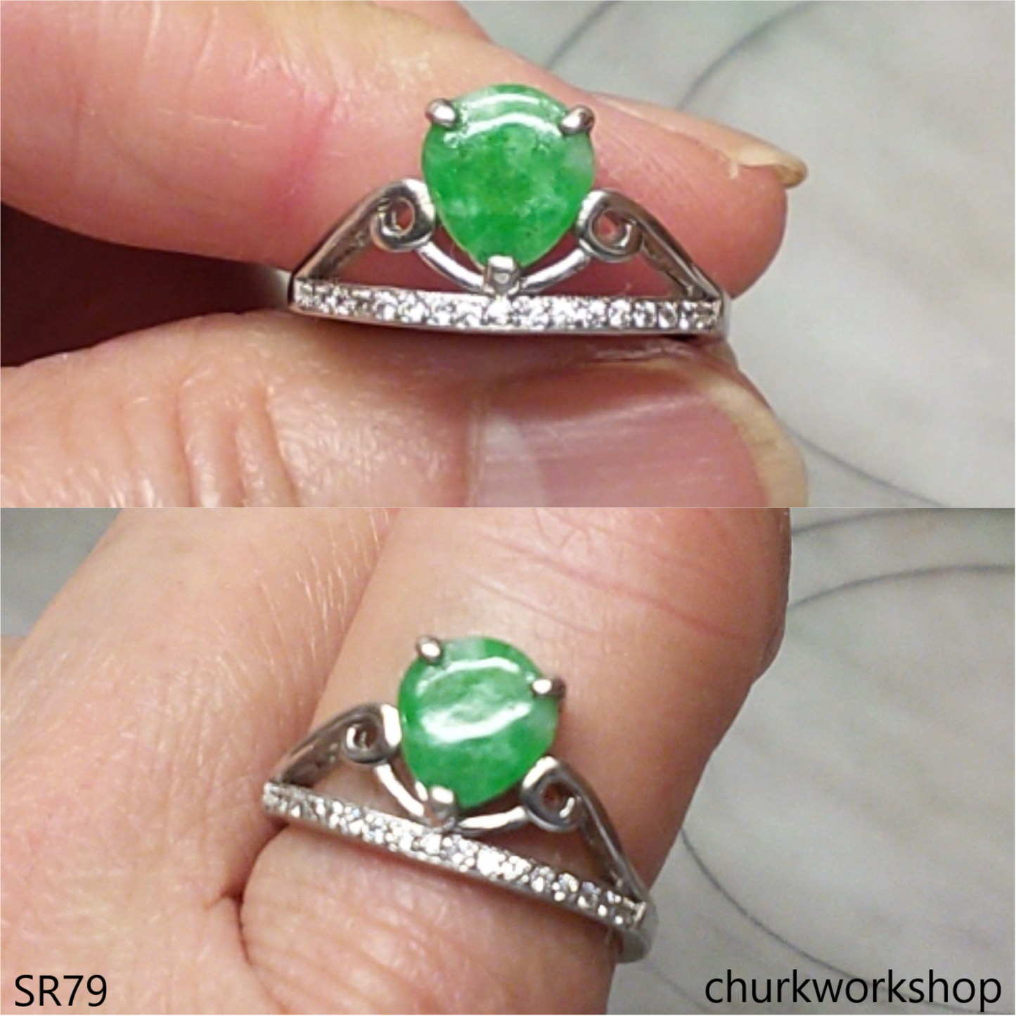 Sterling silver jade ring