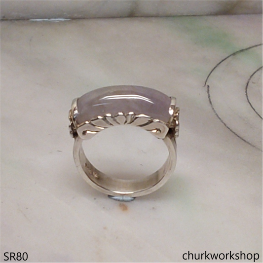 Lavender jade sterling silver ring
