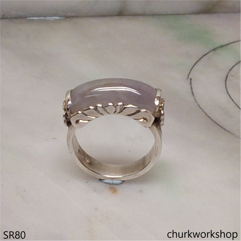 Lavender jade sterling silver ring