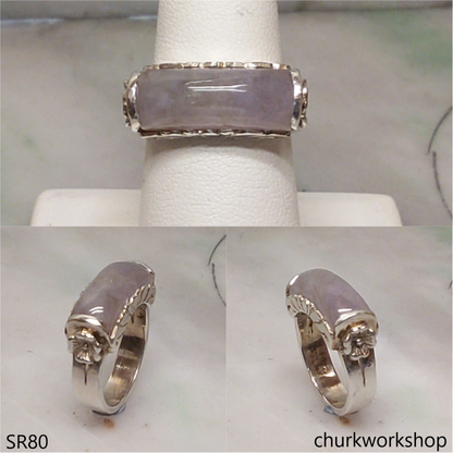 Lavender jade sterling silver ring