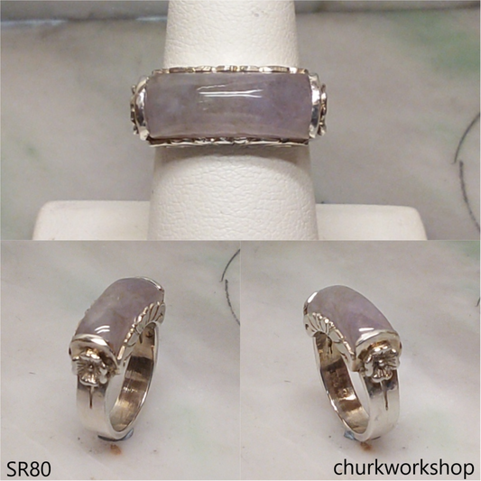 Lavender jade sterling silver ring