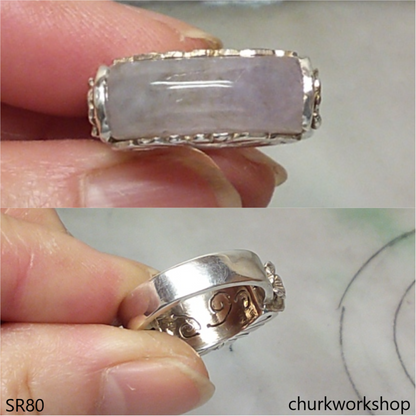 Lavender jade sterling silver ring