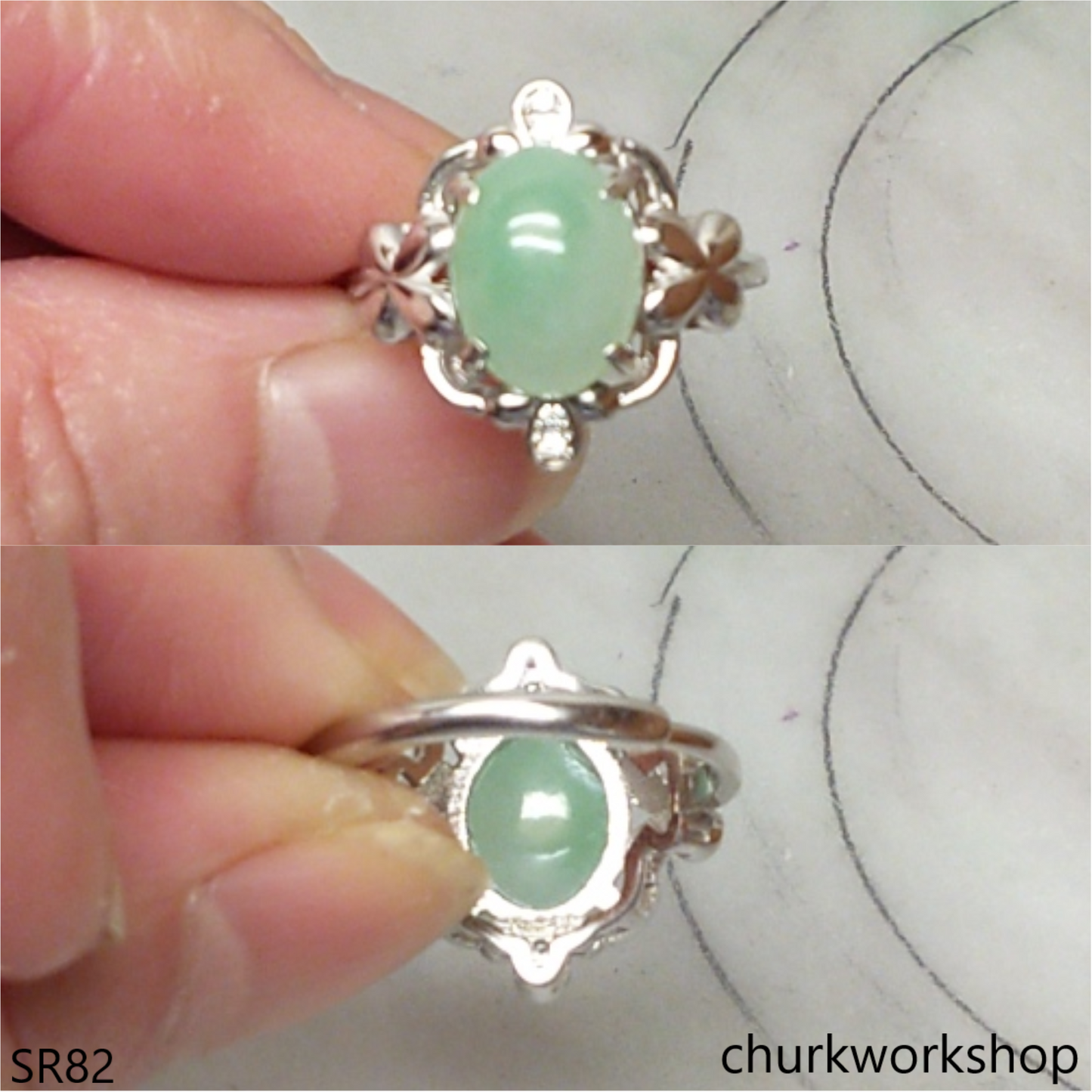 Light green jade ring