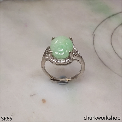 Light green flower jade ring