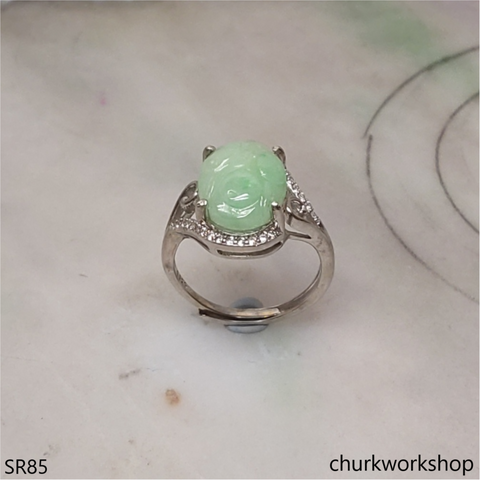 Light green flower jade ring