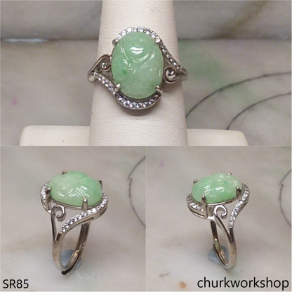 Light green flower jade ring