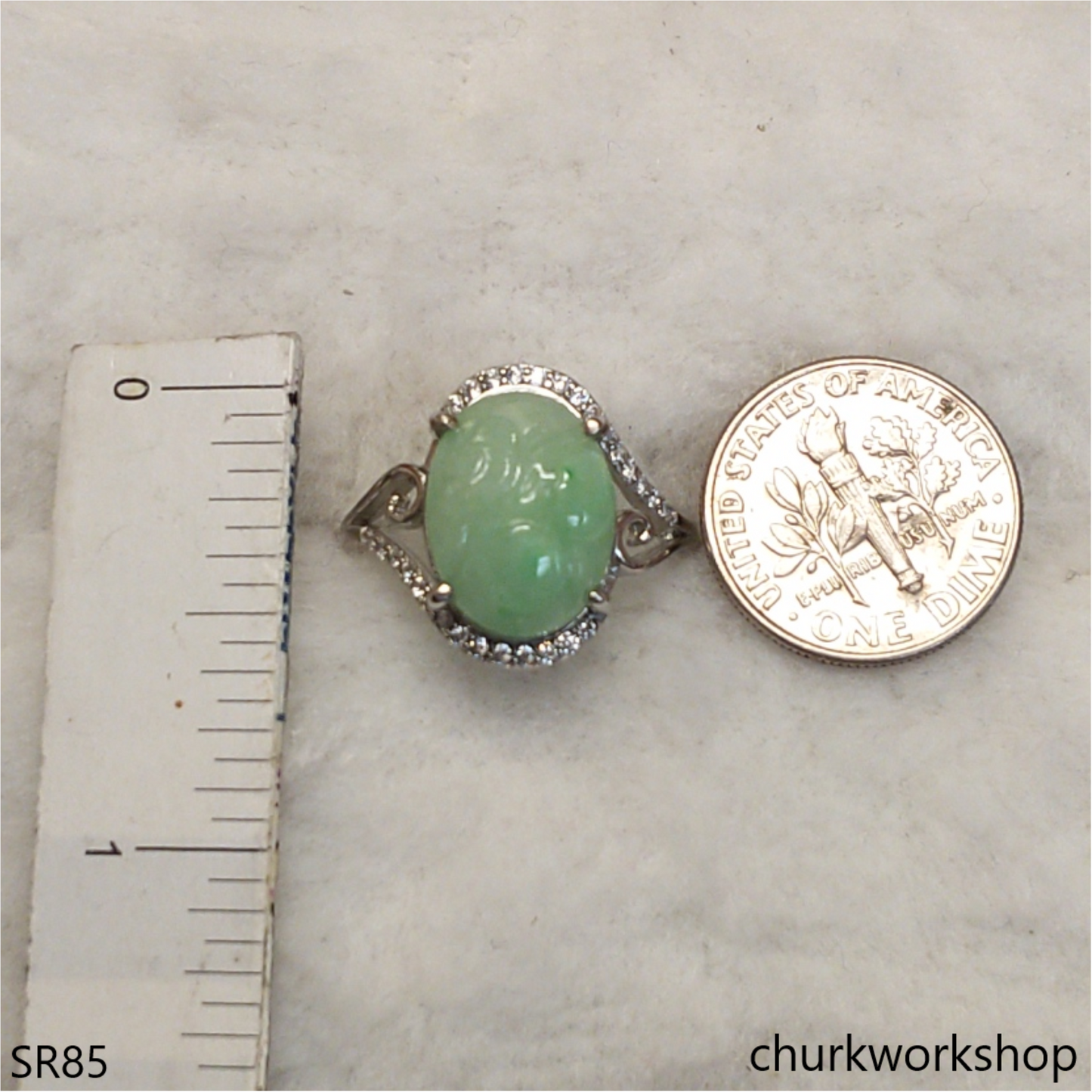 Light green flower jade ring
