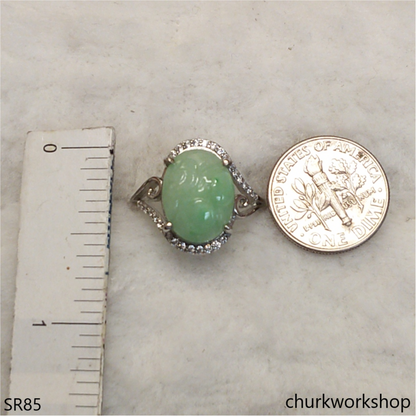 Light green flower jade ring