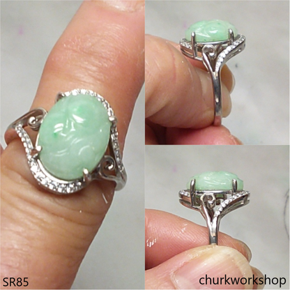 Light green flower jade ring