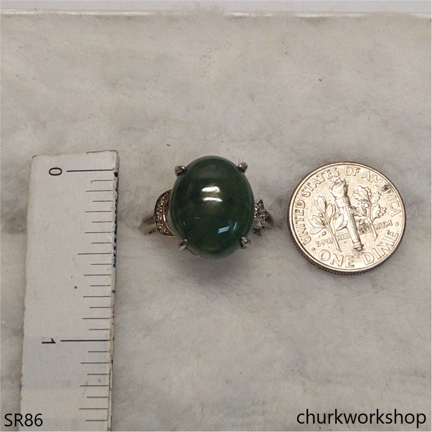 Bluish green jade ring