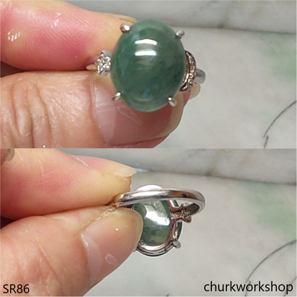 Bluish green jade ring