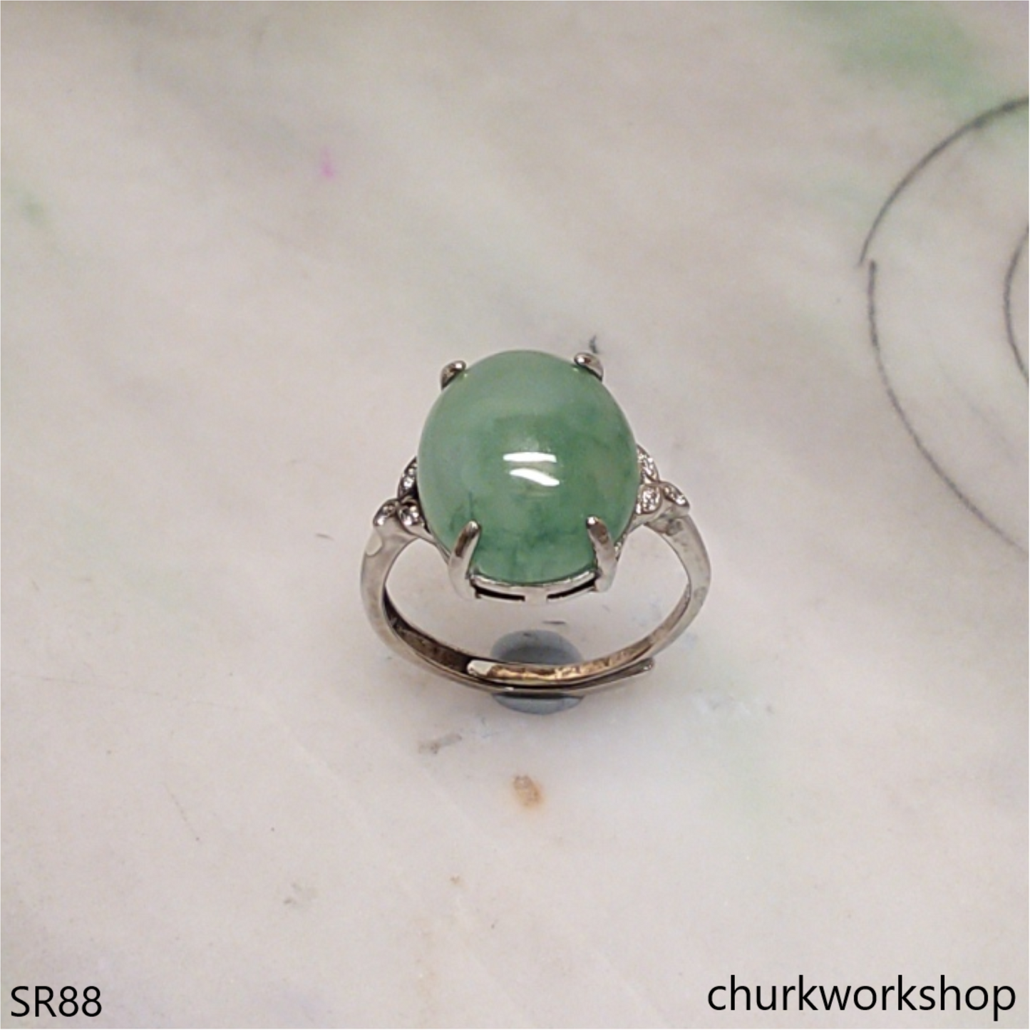 Bluish green jade ring