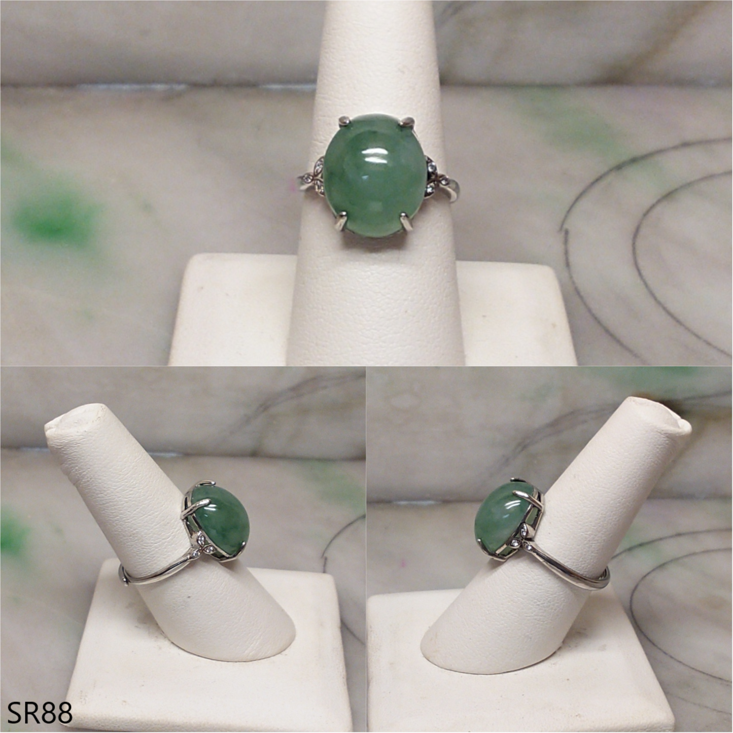 Bluish green jade ring