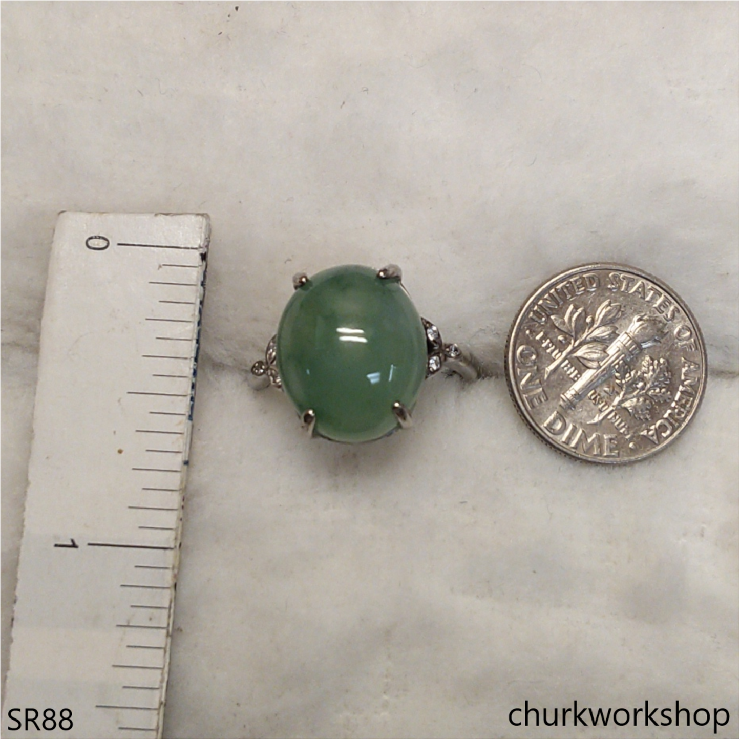 Bluish green jade ring