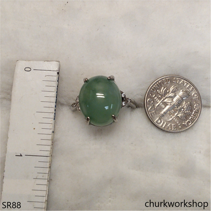 Bluish green jade ring