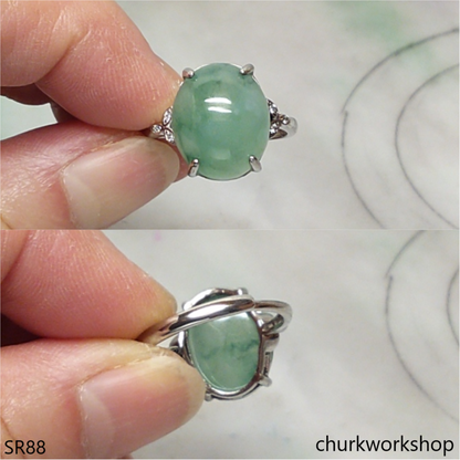Bluish green jade ring