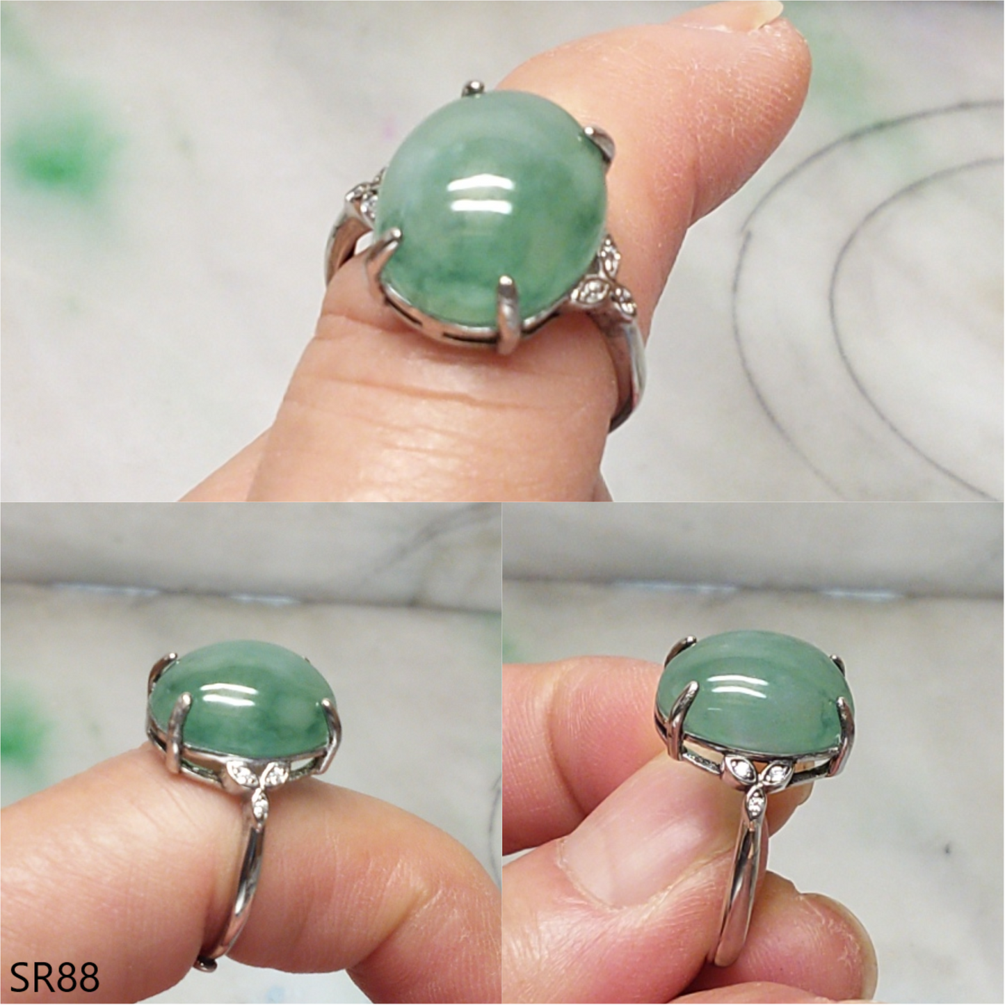 Bluish green jade ring
