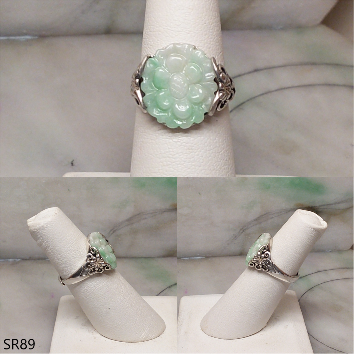 Flower jade ring