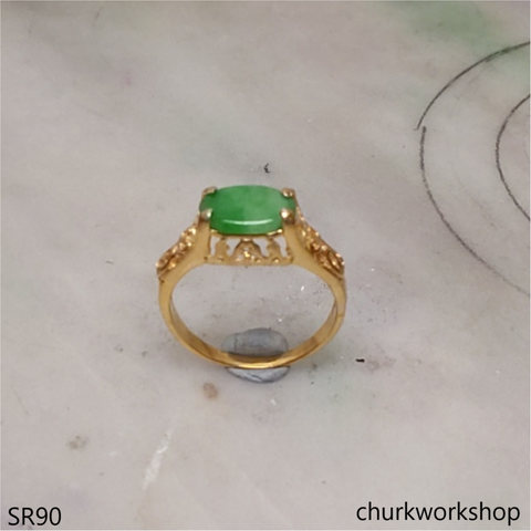 Oval jade ring 14K gold filled