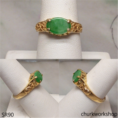 Oval jade ring 14K gold filled
