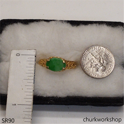 Oval jade ring 14K gold filled