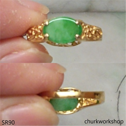 Oval jade ring 14K gold filled