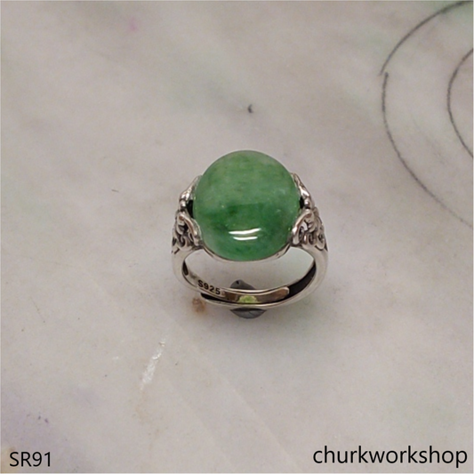 Bluish green jade ring
