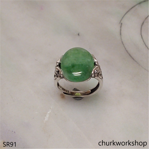 Bluish green jade ring
