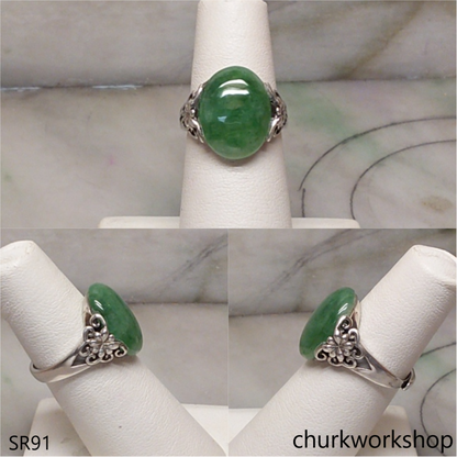 Bluish green jade ring