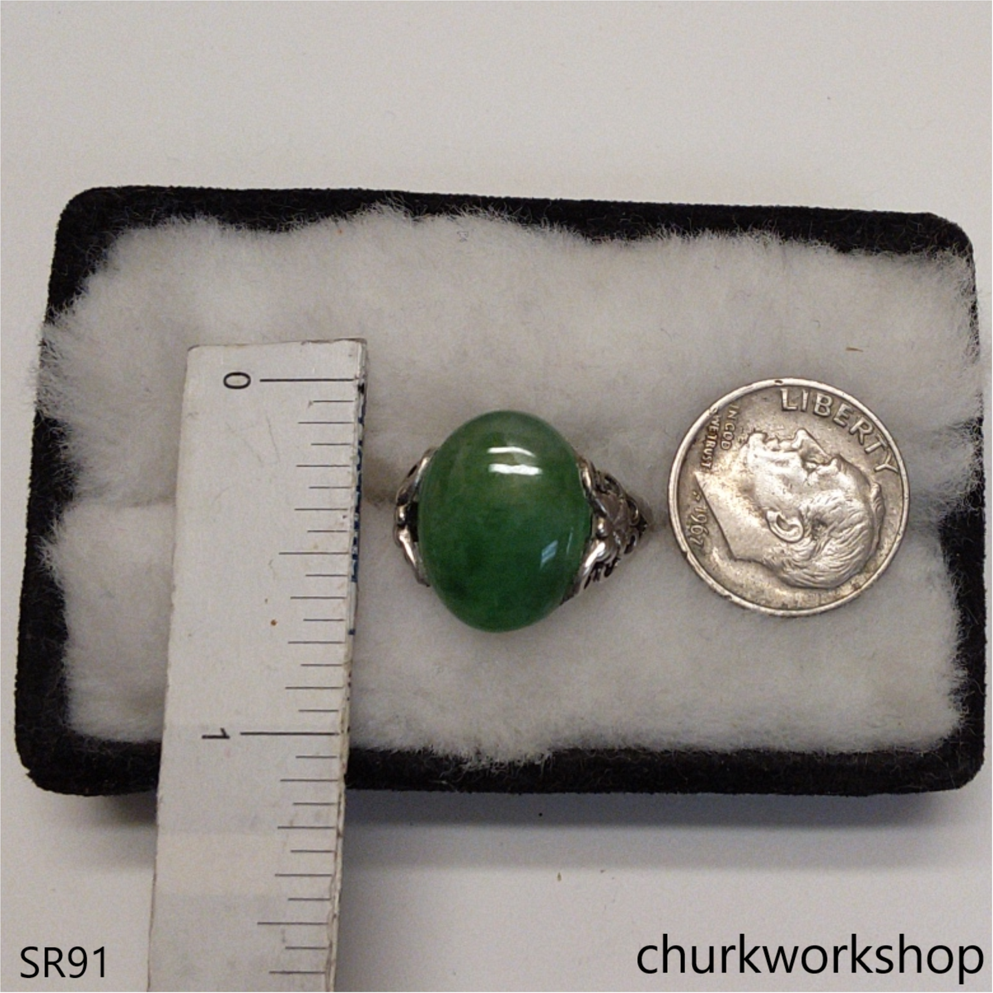 Bluish green jade ring