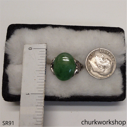 Bluish green jade ring