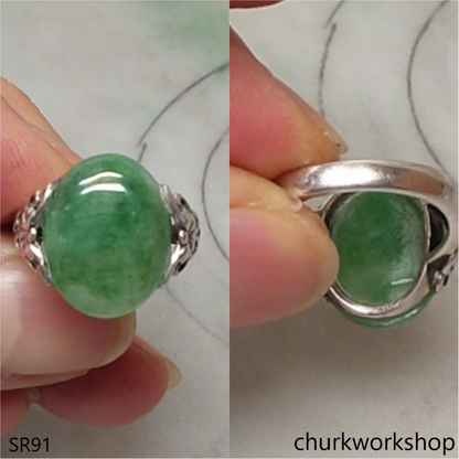 Bluish green jade ring