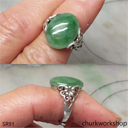 Bluish green jade ring