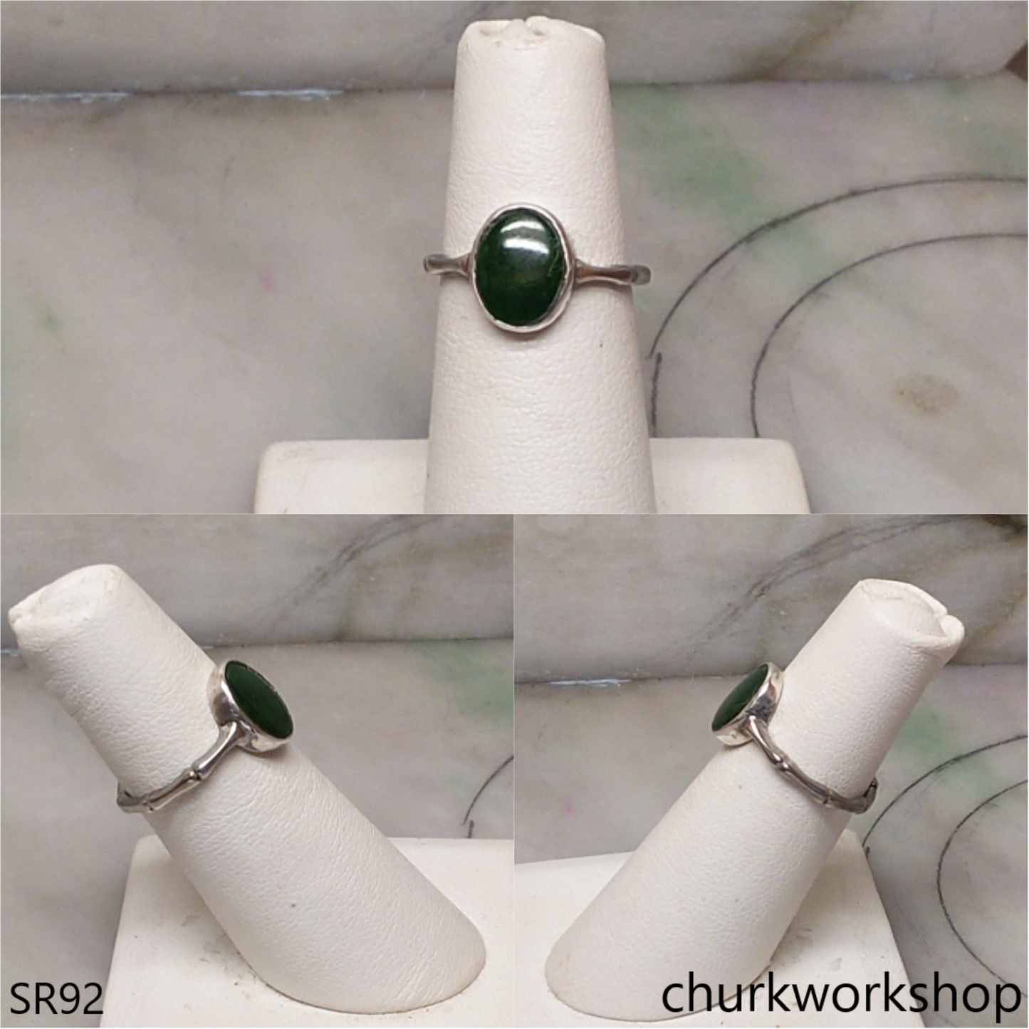 Dark green jade ring