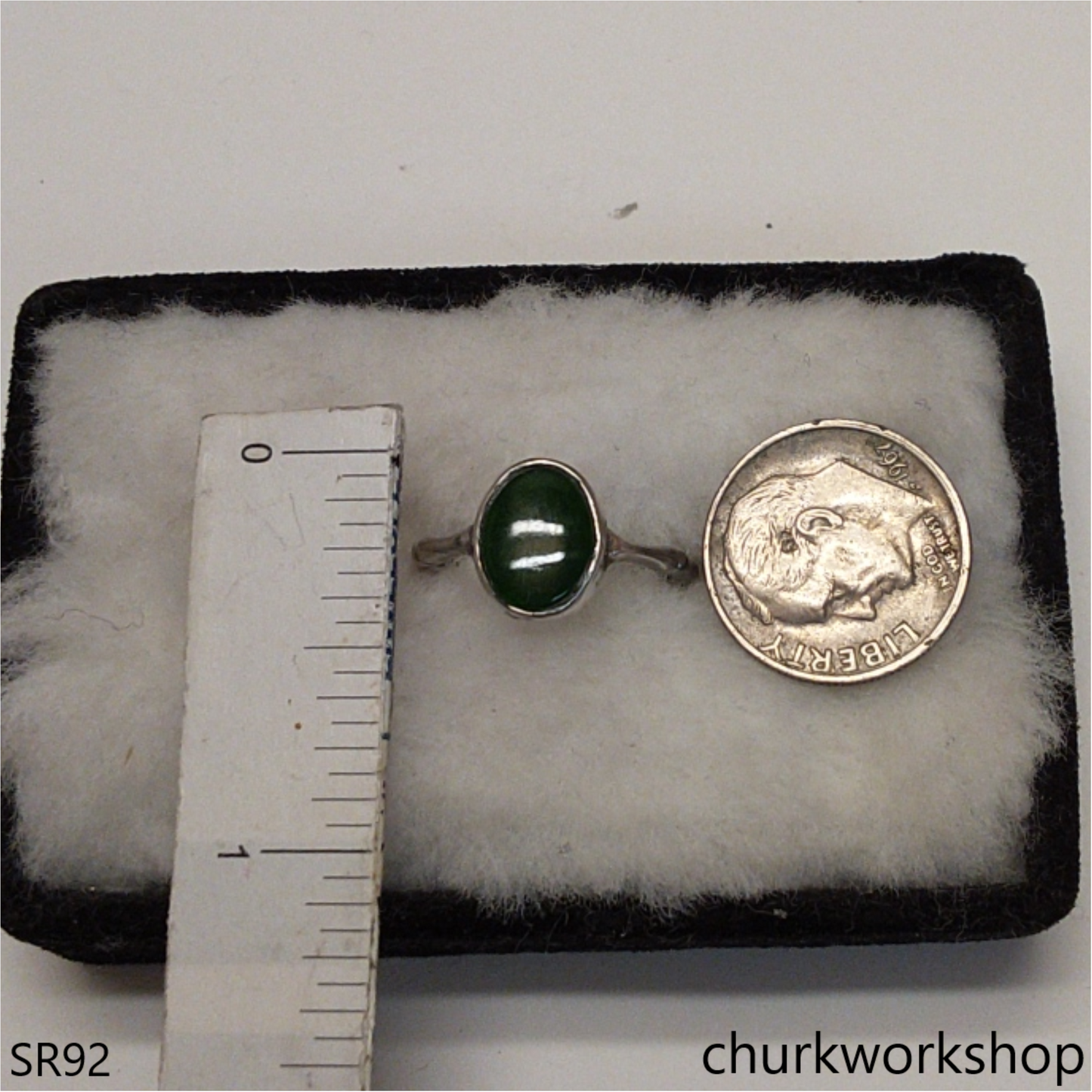 Dark green jade ring