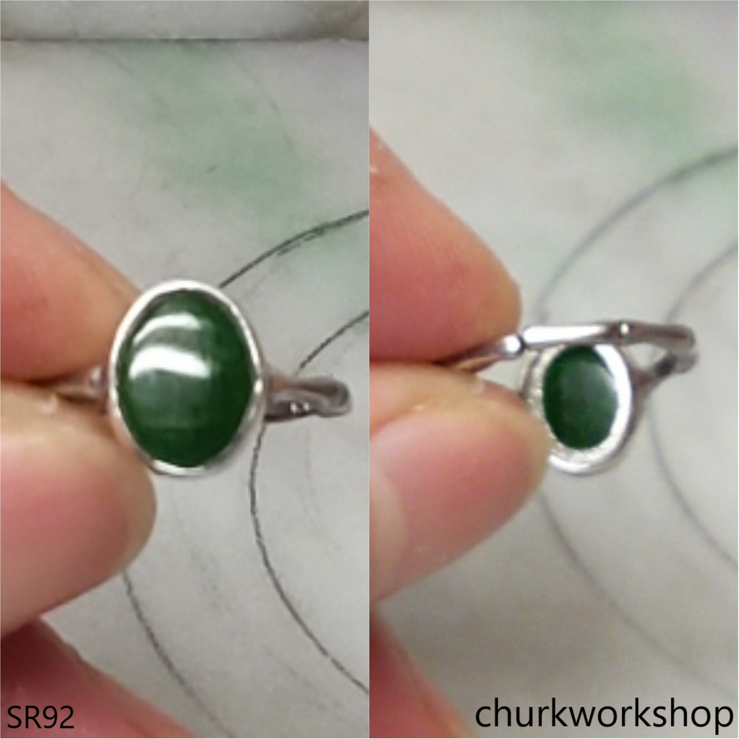 Dark green jade ring