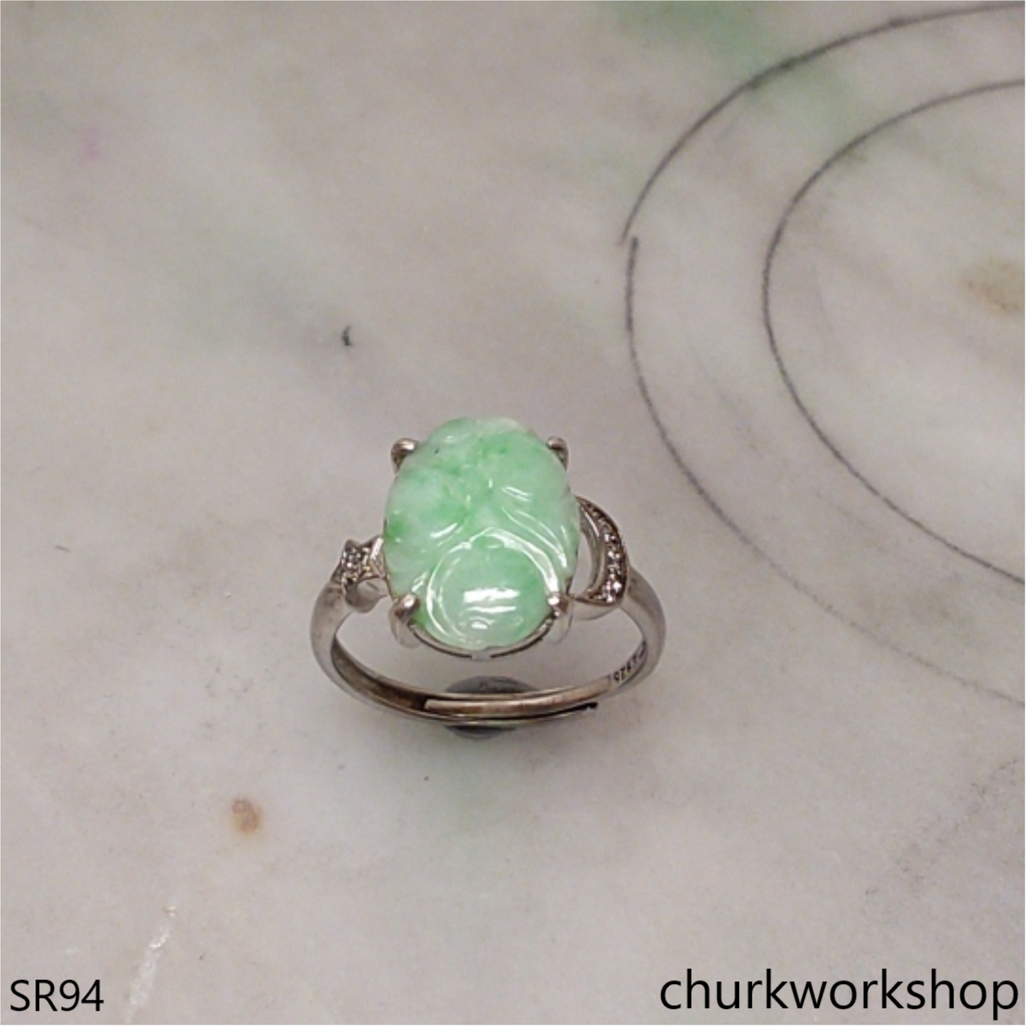Light green flower jade ring