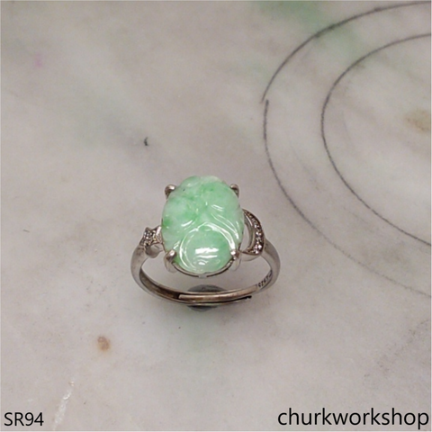 Light green flower jade ring