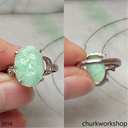 Light green flower jade ring