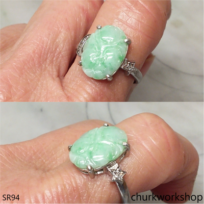 Light green flower jade ring