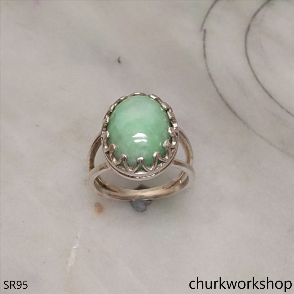 Light green jade ring Churk Work Shop